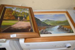 Capel Curig, North Wales by P James, oil on canvas, framed together with another by the same hand (
