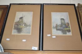 Studies of windmills, a pair, framed and glazed