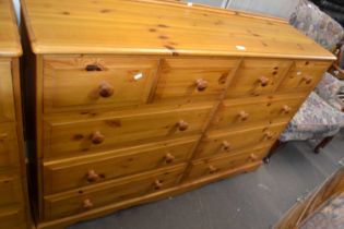 A pine double chest of drawers, approx 145cm wide