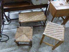 Group of three covered stools