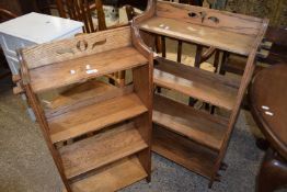 Two Arts & Crafts style oak bookcase cabinets, the largest 65cm wide