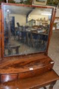 19th Century mahogany bow front three drawer dressing table mirror