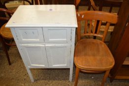 White painted side cabinet and a further bentwood chair (2)