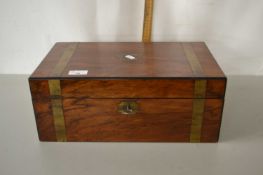 19th Century walnut and brass bound writing box