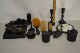 Mixed Lot: Various ebony dressing table items