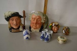 Mixed Lot: Royal Doulton character jugs, Delft clogs etc