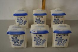 A set of six Swedish kitchen storage jars