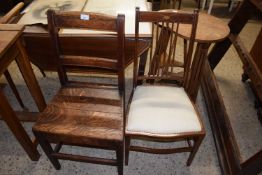 Victorian oak dining chair together with an Edwardian bedroom chair (2)