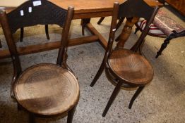 Set of four bent wood cafe chairs with arched backs together with one other (5)