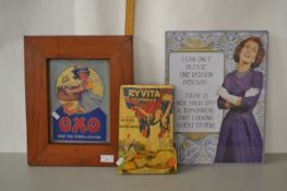 Group of three reproduction advertising pictures