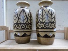 A pair of German pottery vases, approx 37cm high