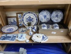 Quantity of assorted blue and white Delft style china