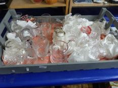 Quantity of assorted drinking glasses to include wine glasses, tumblers and others