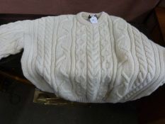 Gents cream pure new wool knitted jumper