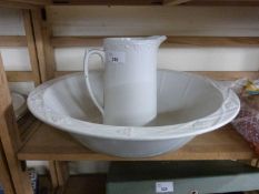 A wash bowl and jug