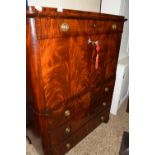 A continental mahogany secretaire cabinet bearing makers mark Zwiener, 118cm wide