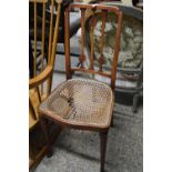 Thonet Art Nouveau style chair, early 20th century with cane seat (seat a/f), the chair seat stamped