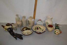 Mixed Lot: Various Torquay pottery wares, vintage Virol jars and other items