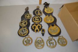 Box of various assorted horse brasses