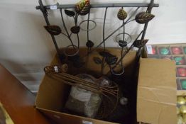 Mixed Lot: Metal wall mounted plant pot holder and a metal swan shaped garden ornament