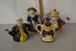 Four various novelty teapots