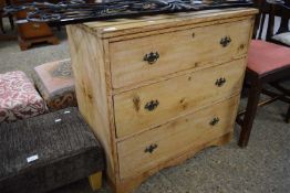 19th Century pine three drawer chest, 76cm wide
