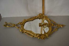 Re-painted 19th Century Giardole type wall mirror with floral decorated frame, 86cm high