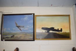 Mixed Lot: John Young, coloured print of a Spitfire together with a Robert Hanniford oil on board