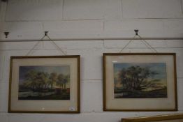 Charles Frederick Rump, a pair of studies of riverside scenes, watercolours, framed and glazed