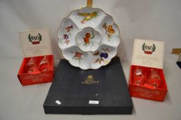 Mixed Lot: Boxed Royal wedding commemorative goblets together with a Royal Worcester Evesham pattern