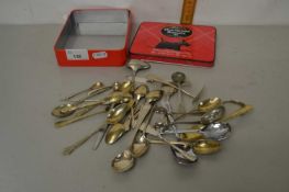 Box of various assorted teaspoons and other items