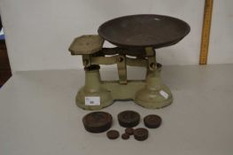 Vintage kitchen scales and weights