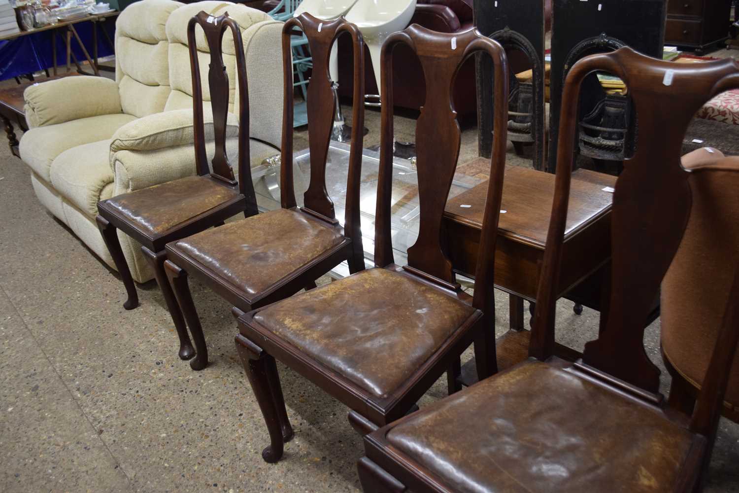 Set of early 20th Century Queen Anne style dining chairs - Image 2 of 2