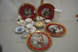 Tray of various mixed wares to include modern gilt finish cabinet plates, Shelley cup and saucer,