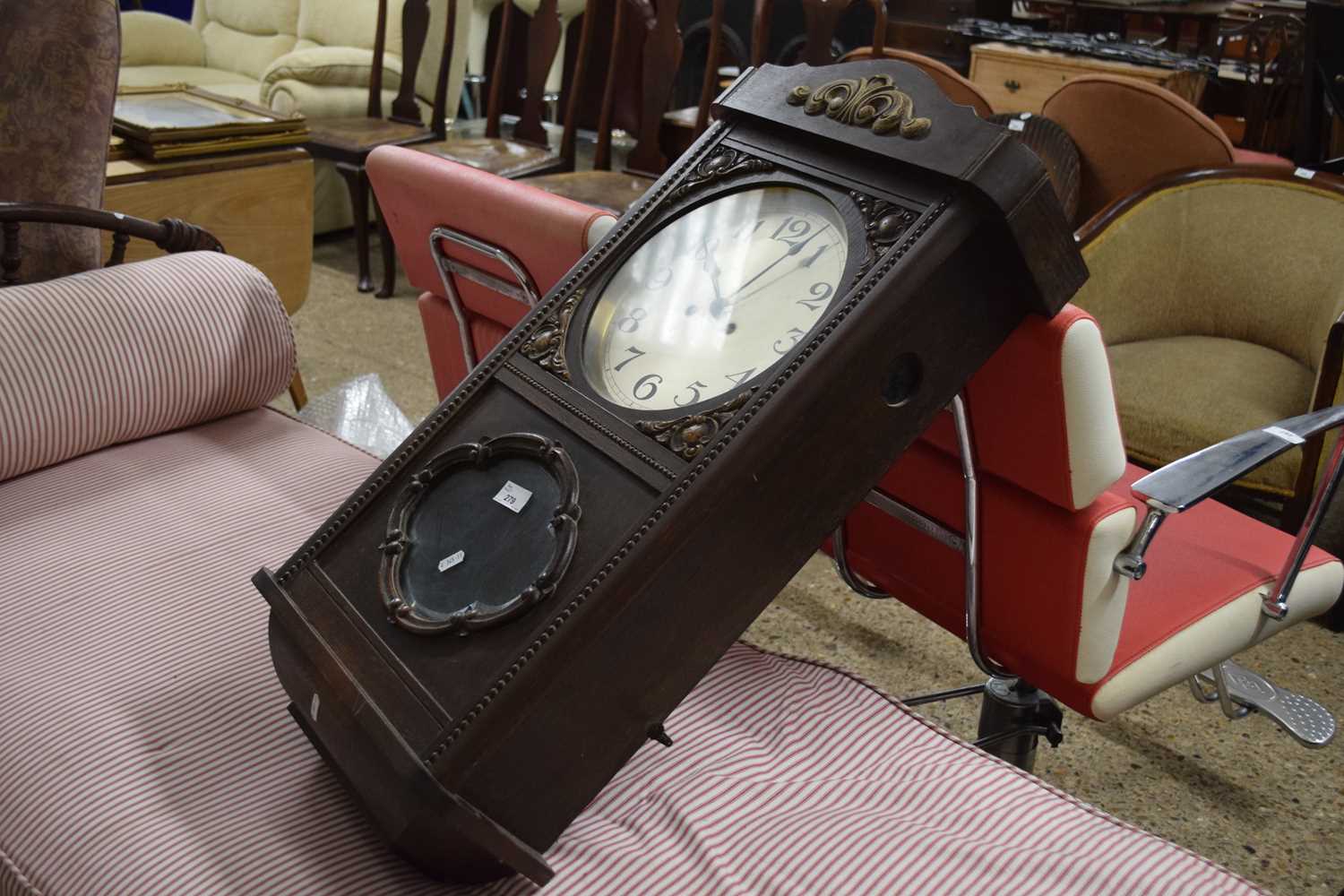 An early 20th Century oak cased wall clock of large porportions, 80cm high - Image 2 of 2