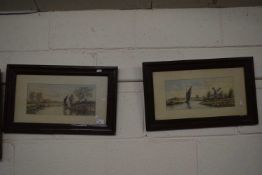 Charles Frederick Rump, two studies of Broadland scenes with Wherry's, watercolours, framed and