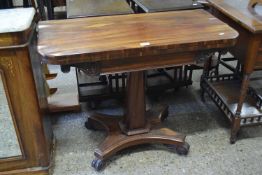 Mid 19th Century rosewood pedestal card table with folding top, 91cm wide