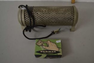A vintage Belling electric heater together with vintage hair clippers