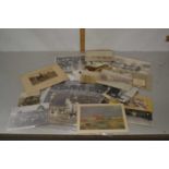 Box of various vintage photographs and cards, fox hunting interest