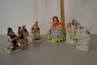 Mixed Lot: Six various assorted Staffordshire models