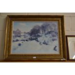 After Joseph Farquharson, coloured print, Days Dying Glow, gilt framed