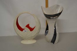 Mid Century Italian lustre finish vase together with a further Beswick leaf formed vase (2)