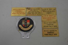 Box of Norfolk collectors car rally badges and others