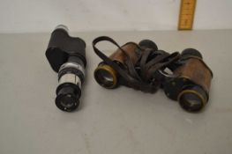 A pair of vintage binoculars together with a further monocular (2)