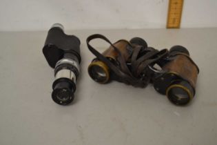 A pair of vintage binoculars together with a further monocular (2)