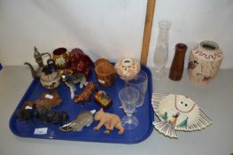 A tray of various assorted animal ornaments, ceramics etc
