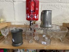 Mixed Lot: Assorted glass ware and pewter mugs