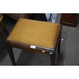 Piano style stool with drop in seat