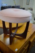 Mid 20th Century pink velvet upholstered stool