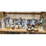 Mixed Lot: Two Torquay ware egg cups, quantity of blue and white figurines and other items